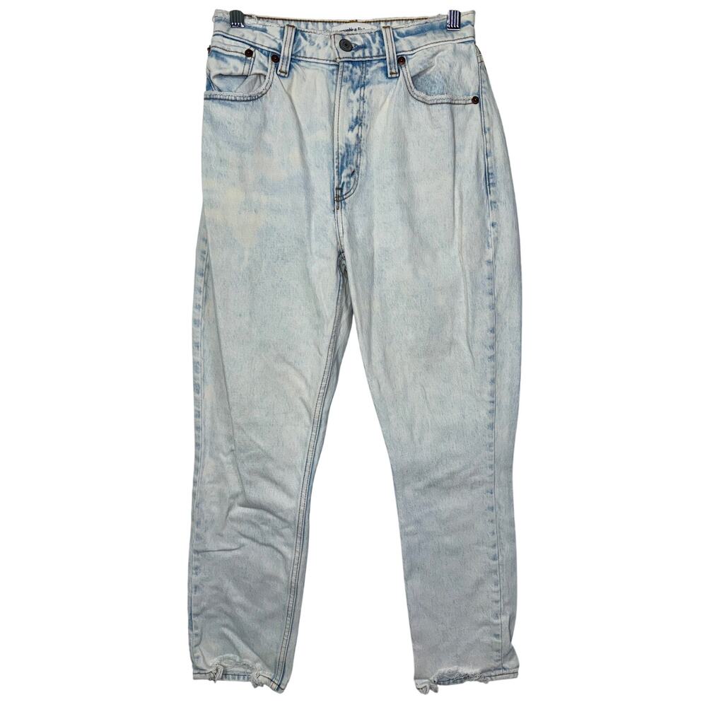 Abercrombie & Fitch Curve Love The Mom High Rise Blue Denim Jeans Size 24 00 R